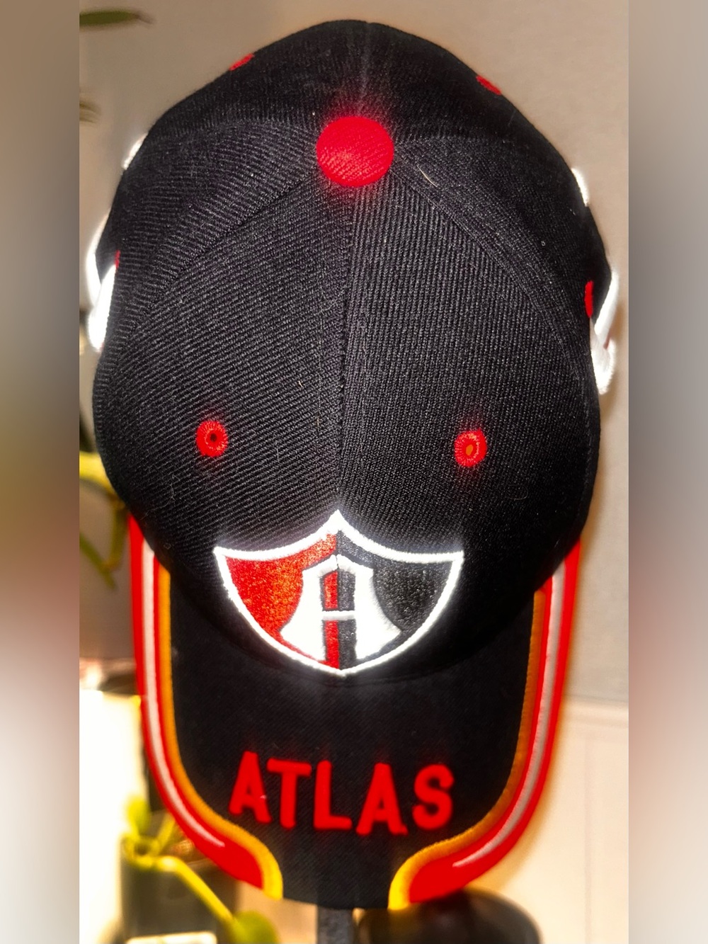 Atlas Black and Red Team Cap with Shield Logo